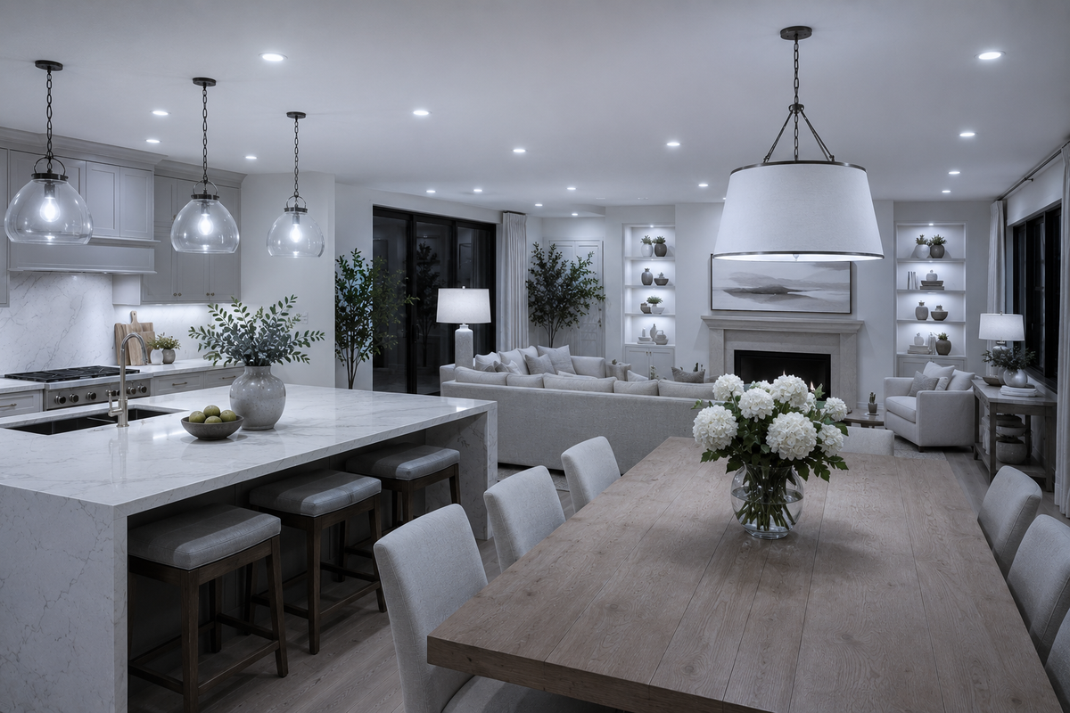 Warm lighting designed to create a comfortable and calming home environment